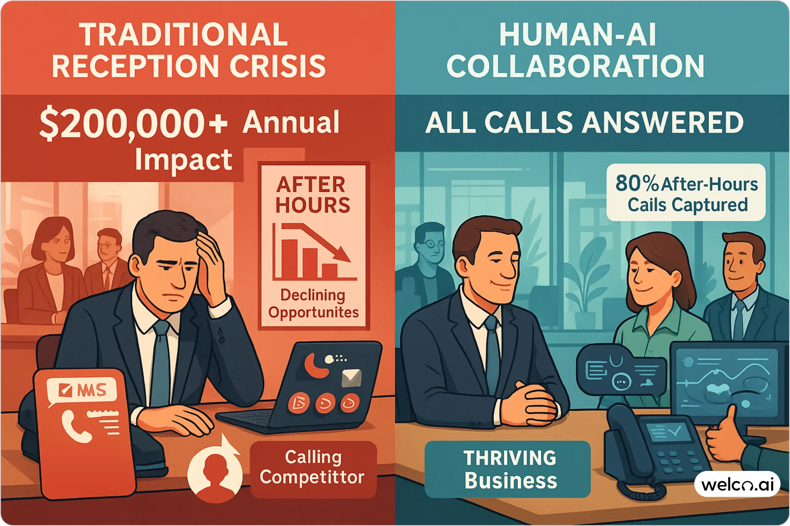 The Real Cost of Missed Calls: How Human-AI Collaboration Models Transform Business Reception