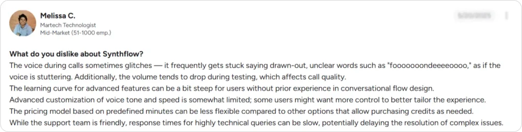 Occasional voice glitches