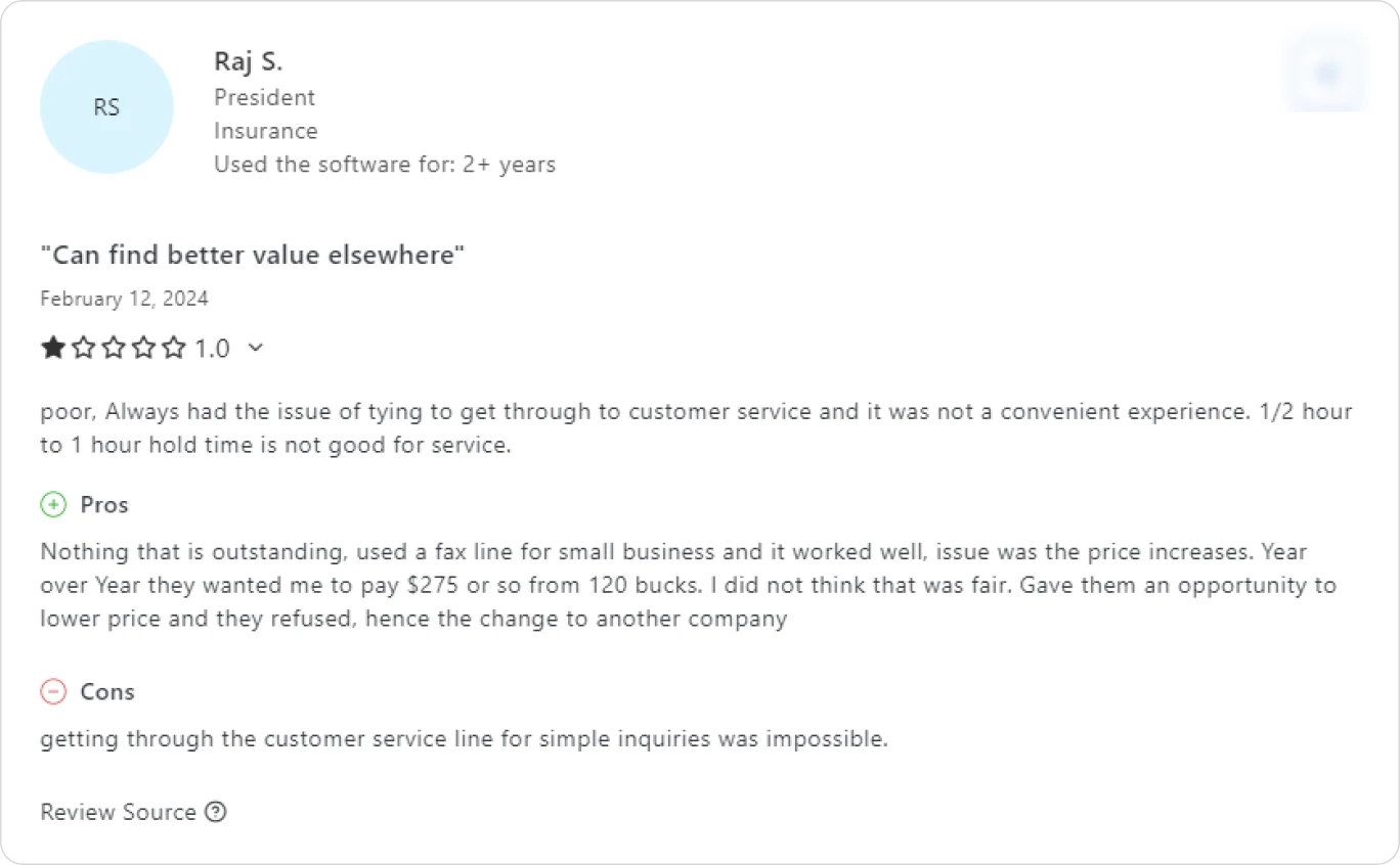 Customer complaint about long waits, reinforcing the value of an AI phone answering system.